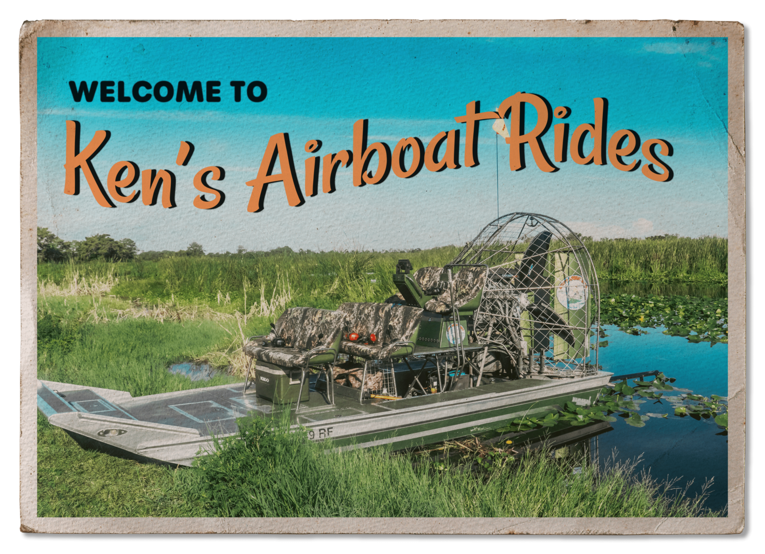 Welcome to Kens Air Boat Rides Postcard